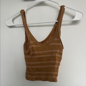Urban Outfitters Brown/ Orange Striped Crop Tank Top